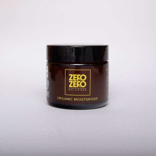 Jar of Zero Zero Skincare Organic Moisturizer on a white background